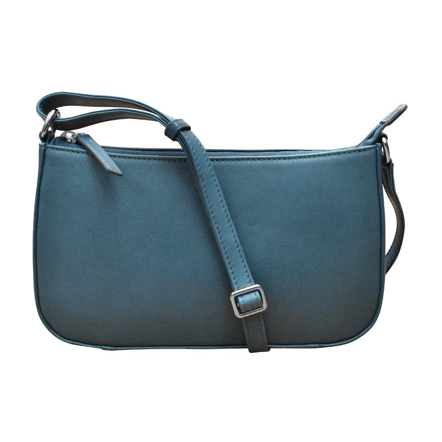 Handbag Classic Crossbody  Blue Leather RFID Blocking 6067 