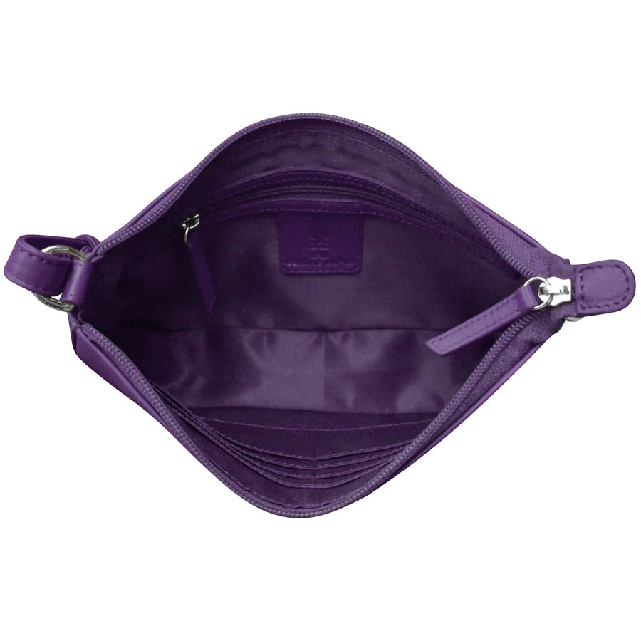 Handbag Classic Crossbody Purple Leather RFID Blocking 6067 