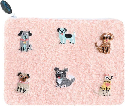 Snoozies-Stashies Pink Dogs Emboidered Zippered Cosmetic Pouch Women's&nbsp;