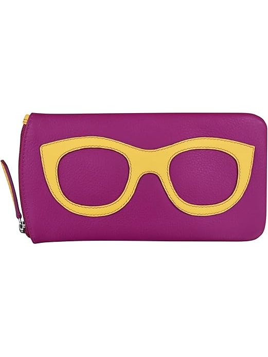 Eye Glass Case/Zip Pocket With Frame Graphic Purple/Yellow 6462