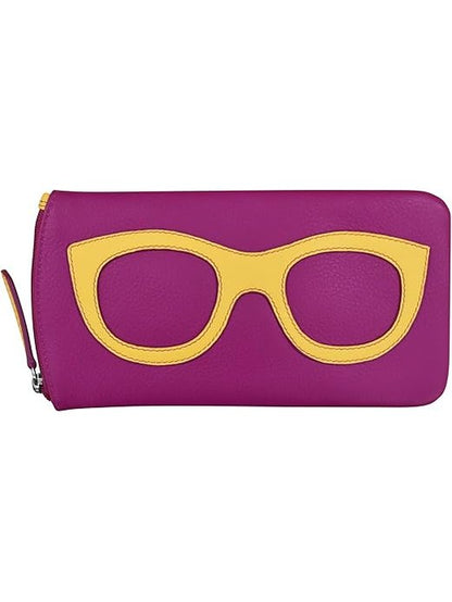 Eye Glass Case/Zip Pocket With Frame Graphic Purple/Yellow 6462