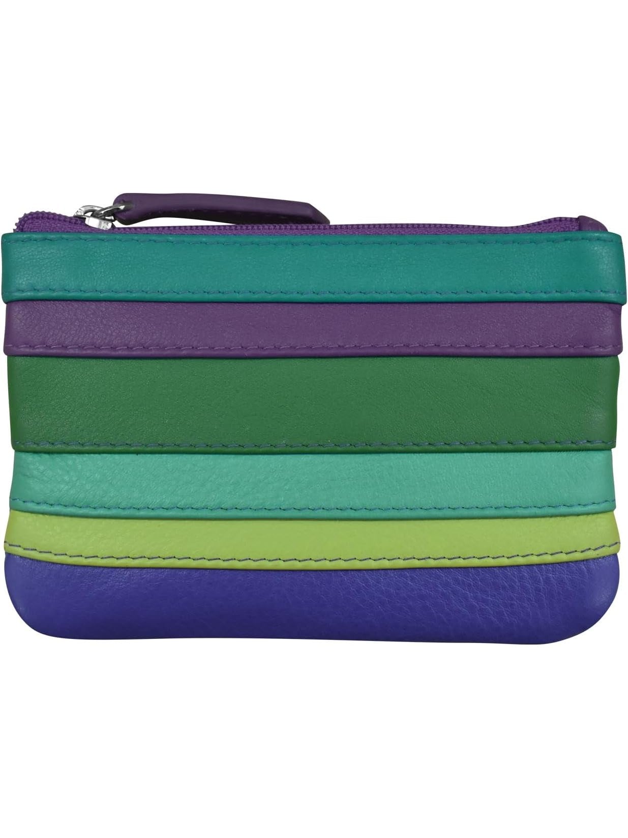 Wallet Coin Purse Cool Tropic Colored&nbsp; Leather 2 Zipper Pockets With Key Ring Rfid Protected 6413C