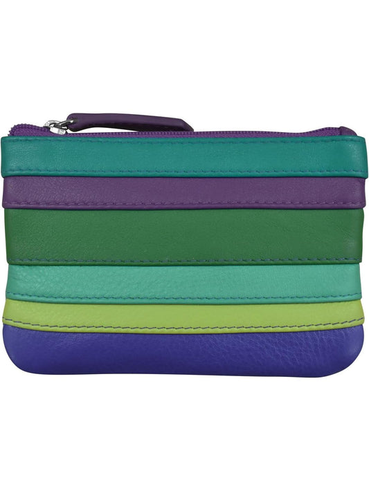 Wallet Coin Purse Cool Tropic Colored&nbsp; Leather 2 Zipper Pockets With Key Ring Rfid Protected 6413C