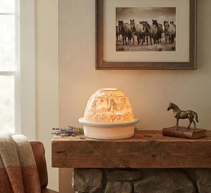 Light Dome Horse Porcelain W Led Base LD016