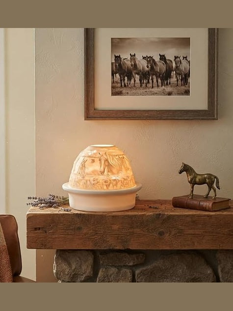 Light Dome Horse Porcelain W Led Base LD016