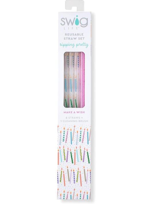 Reusable Straw Set Make A Wish Purple Glitter S191ts-wspg