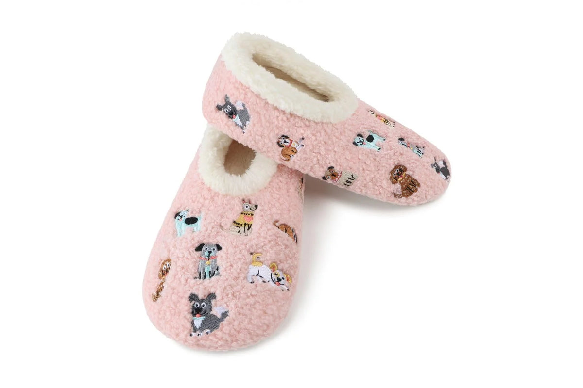 Snoozies-Slippers&nbsp; Pink Dogs Mini Embroidered&nbsp; Slipper Socks Women's WMEMB-MINIDOGS