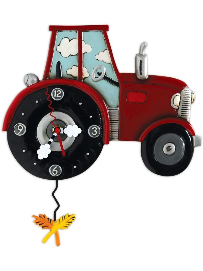 Wall Clock Red Farm Tractor P1756