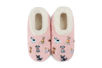 Snoozies-Slippers&nbsp; Pink Dogs Mini Embroidered&nbsp; Slipper Socks Women's WMEMB-MINIDOGS