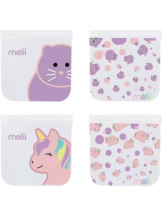 Snack Bag Reusable  Cat/Unicorn Pink/Purple   21200