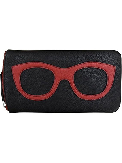 Eye Glass Case Leather Black/Indian Pink 6462 