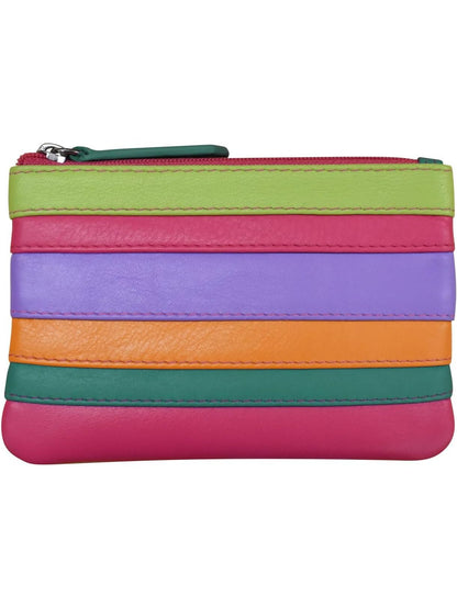 Palm Beach Colored&nbsp; Leather 2 Zipper Pockets With Key Ring Rfid Protected 6413C