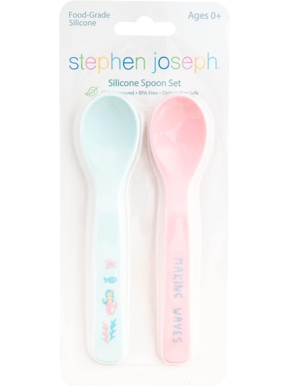 Spoon Set Pink/Green Mermaid Silicone Children's Sj-1199-28 