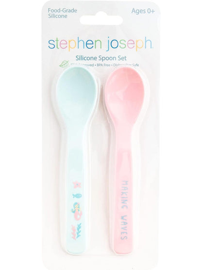 Spoon Set Pink/Green Mermaid Silicone Children's Sj-1199-28 