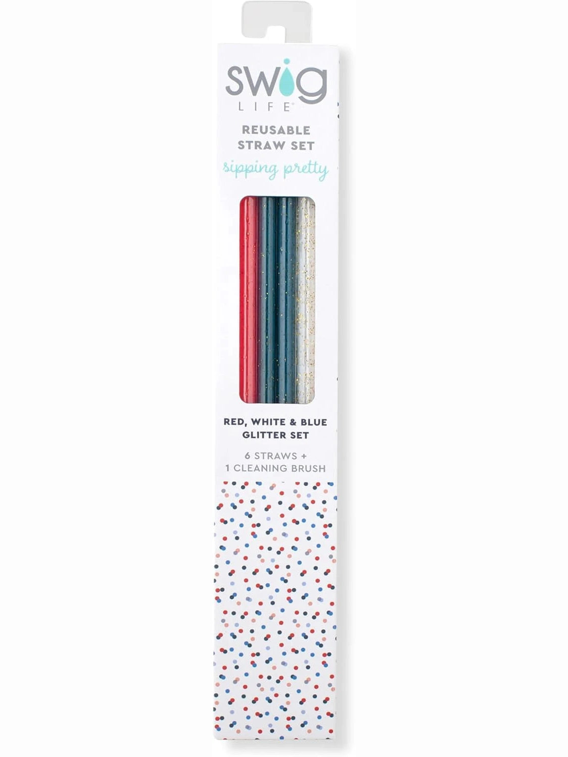 Reusable Straw Red, White, Blue Glitter S191ts-rdgl