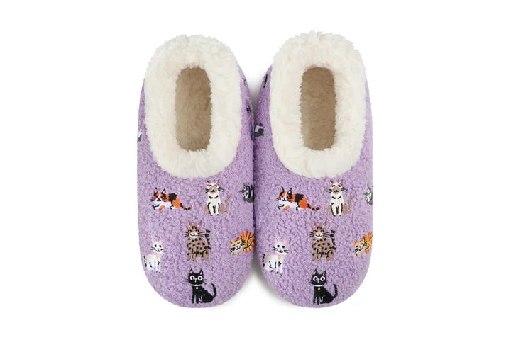 Slippers  Lavender Cats Mini Embroidered  Slipper Socks Women's WMEMB-MINICATS