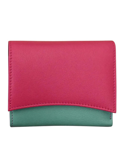 Wallet Tri Fold Indian Pink/Turquoise Arch Flap 2 Tone Rfid Protected 6233