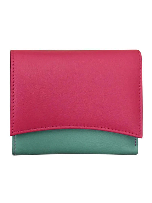 Wallet Tri Fold Indian Pink/Turquoise Arch Flap 2 Tone Rfid Protected 6233