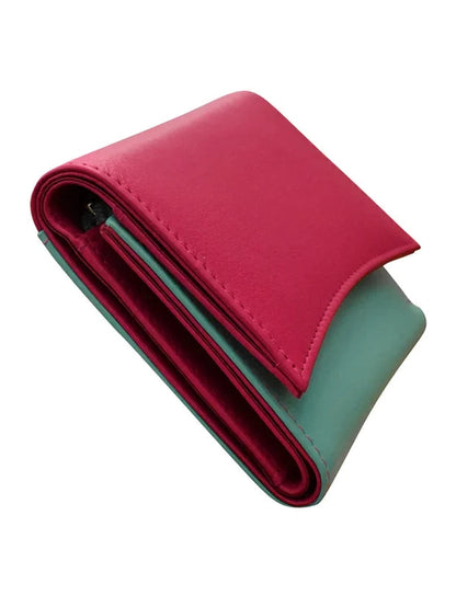 Wallet Tri Fold Indian Pink/Turquoise Arch Flap 2 Tone Rfid Protected 6233