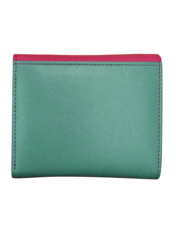 Wallet Tri Fold Indian Pink/Turquoise Arch Flap 2 Tone Rfid Protected 6233