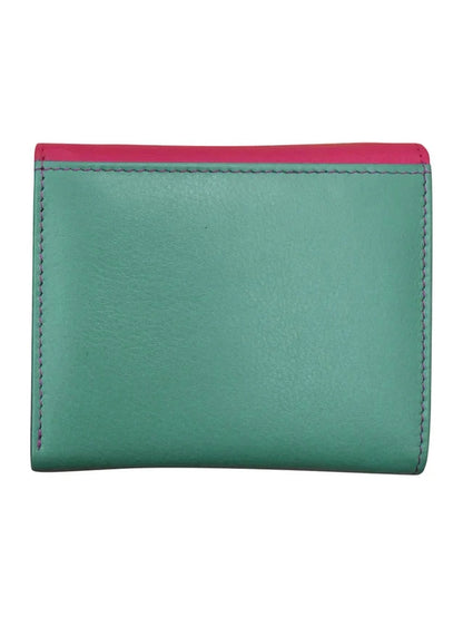 Wallet Tri Fold Indian Pink/Turquoise Arch Flap 2 Tone Rfid Protected 6233