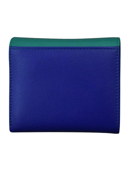 Wallet Tri Fold Aqua/Cobalt Arch Flap 2 Tone Rfid Protected 6233