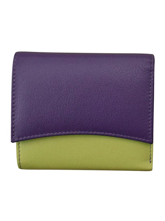 Wallet Tri Fold Purple/Pear Arch Flap 2 Tone Rfid Protected 6233