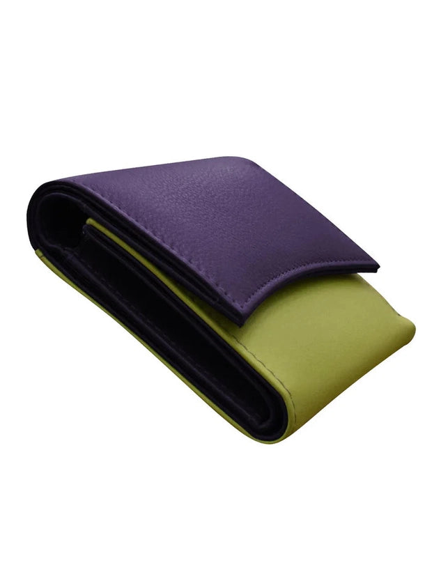 Wallet Tri Fold Purple/Pear Arch Flap 2 Tone Rfid Protected 6233