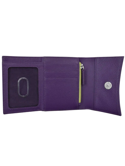 Wallet Tri Fold Purple/Pear Arch Flap 2 Tone Rfid Protected 6233
