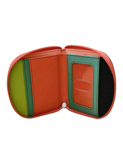 Wallet Small Dome  Peach Multi  Leather RFID Blocking  6235