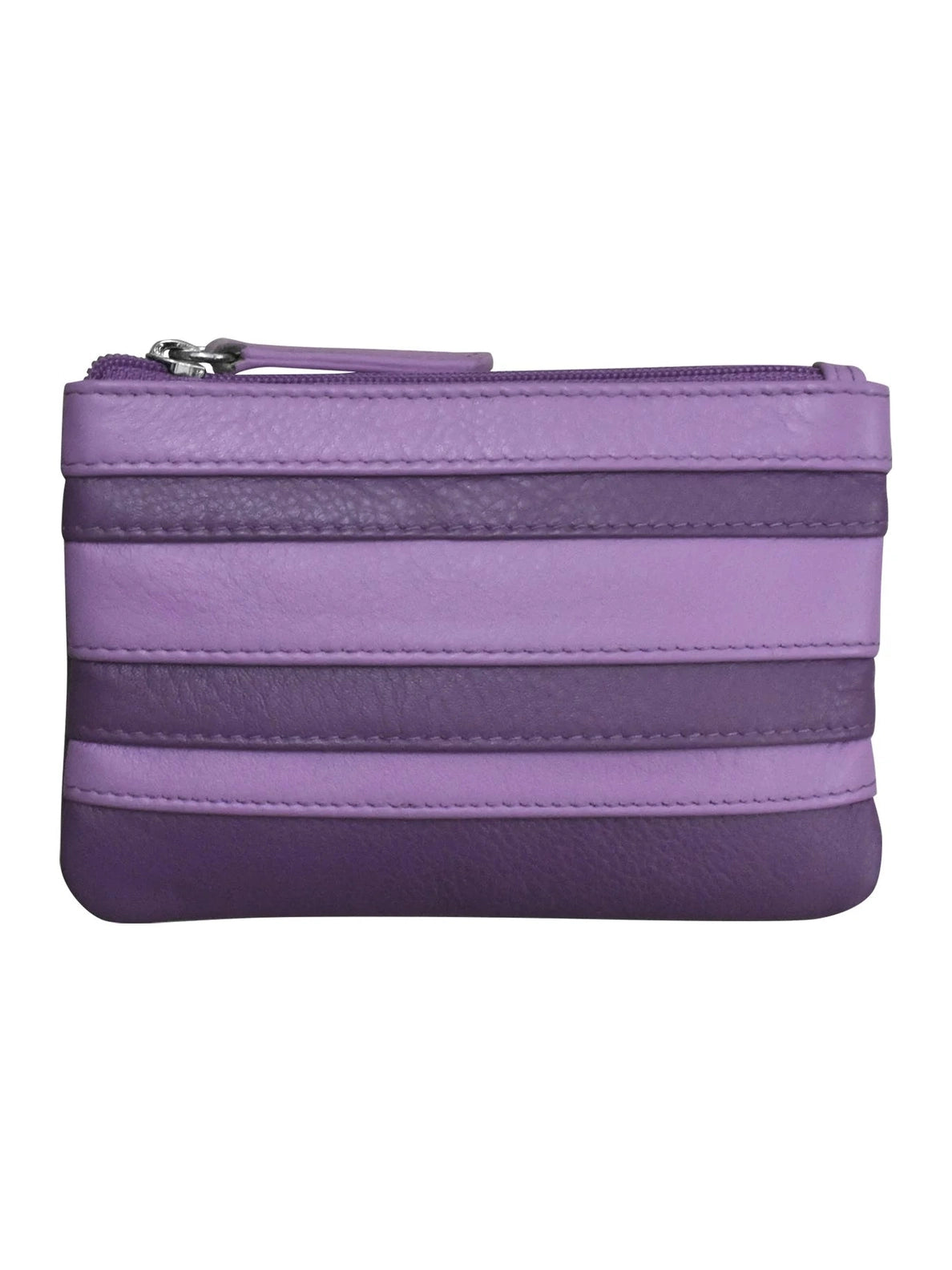 Wallet Coin Purse Planet Purple Multi Colored  Leather 2 Zipper Pockets With Key Ring Rfid Protected 6413C