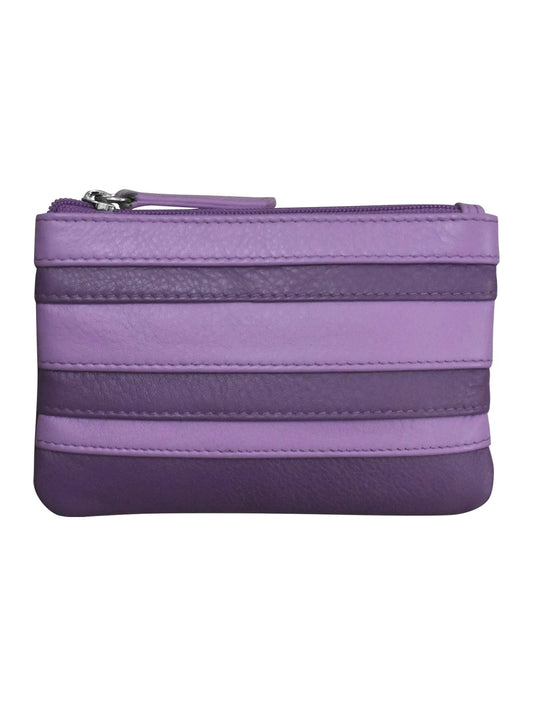 Wallet Coin Purse Planet Purple Multi Colored  Leather 2 Zipper Pockets With Key Ring Rfid Protected 6413C