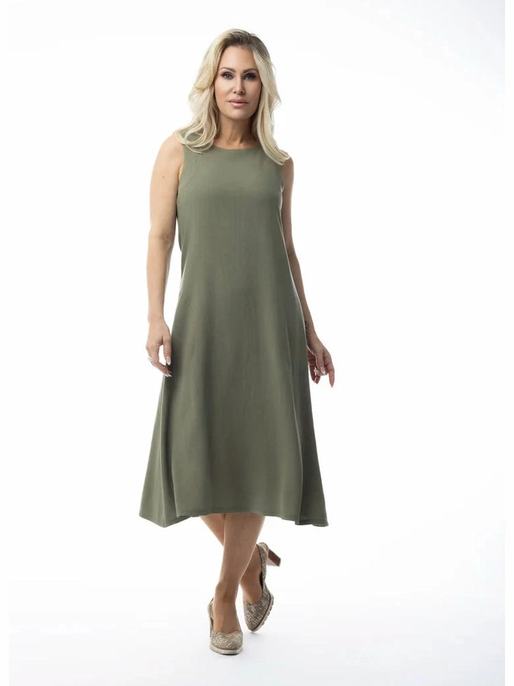 Dress Long Pullover Olive Sleeveless  646-5128