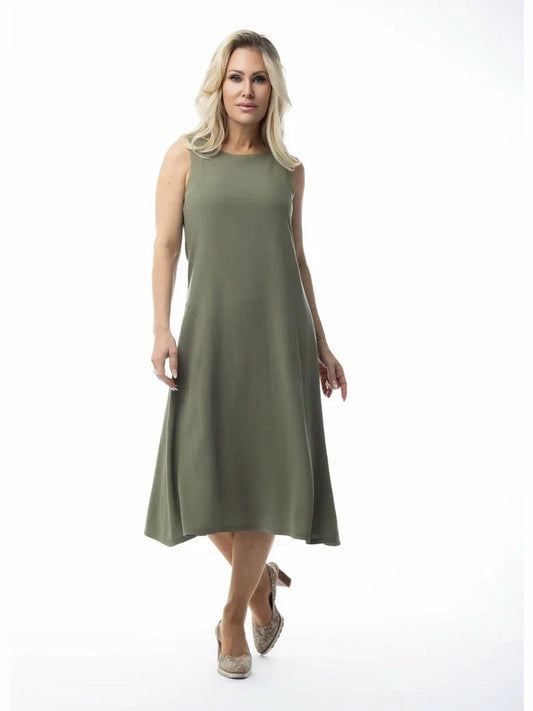 Dress Long Pullover Olive Sleeveless  646-5128