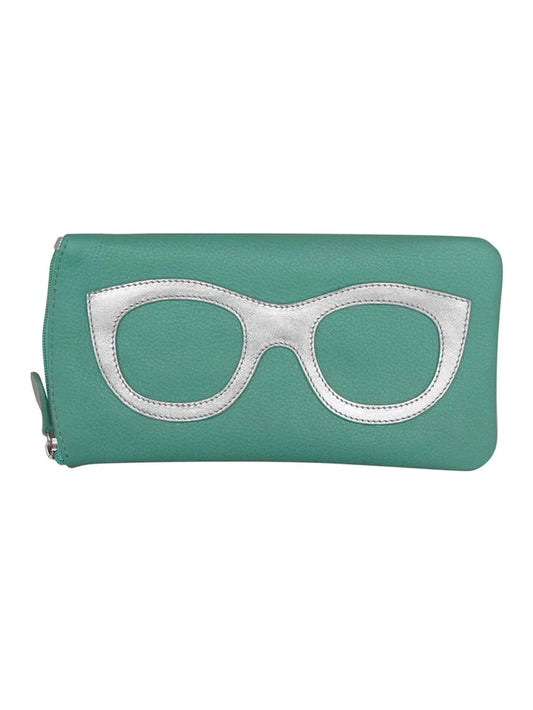 Eye Glass Case Leather Turquoise/Silver 6462 