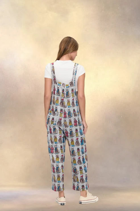 Overalls Grey Cozy Cat Print&nbsp; SMT2617