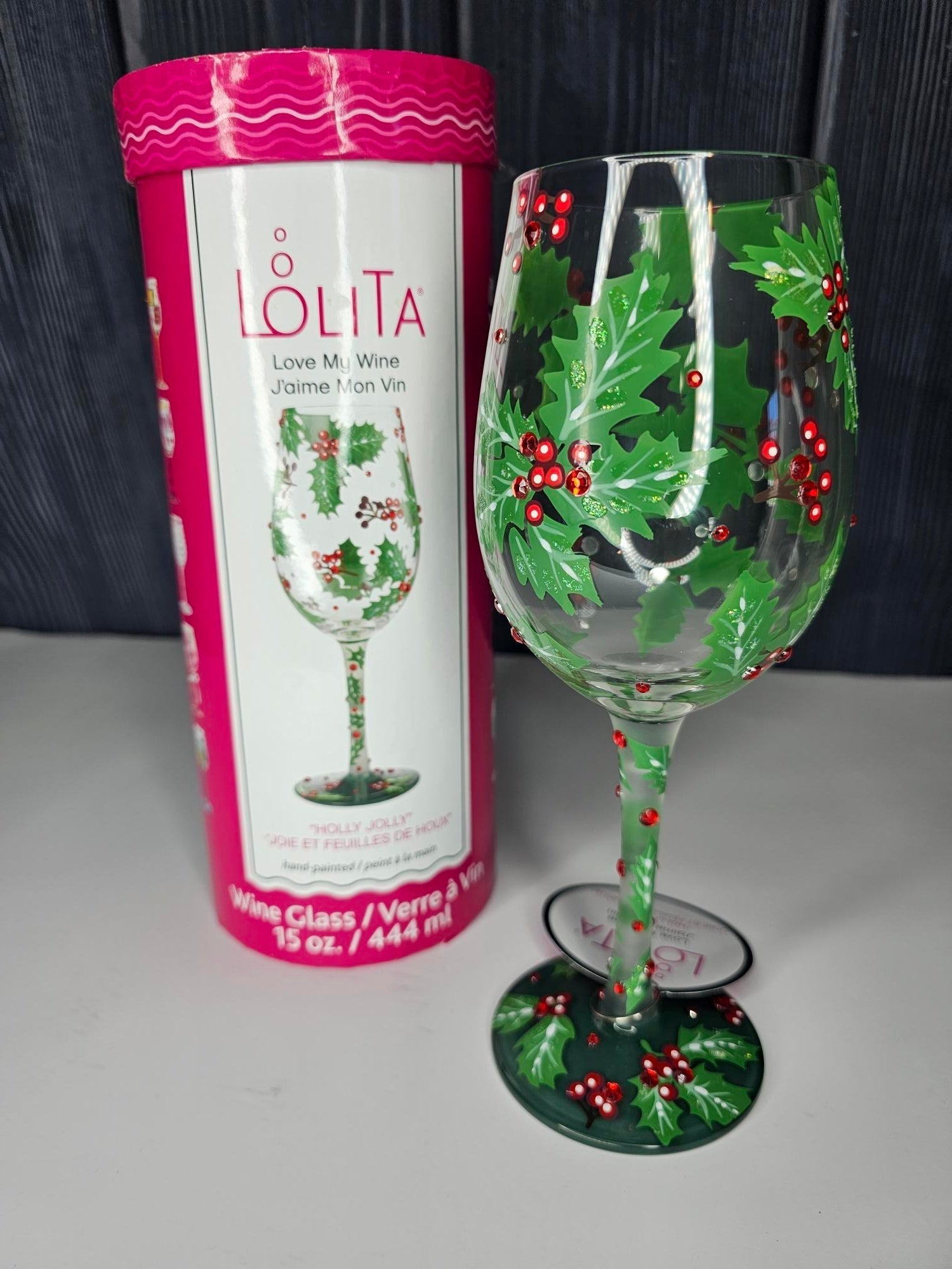LOLITA- Holly Jolly Wine Glass 