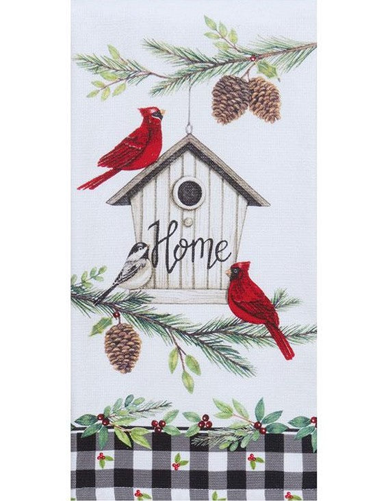 Tea Towel Christmas&nbsp; Home Cardinal Bird House&nbsp; Dual Purpose Terry H7098