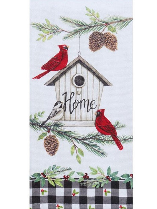 Tea Towel Christmas&nbsp; Home Cardinal Bird House&nbsp; Dual Purpose Terry H7098
