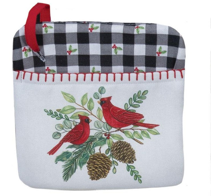 Oven Pocket Mitt Christmas Winter Cardinal H7102