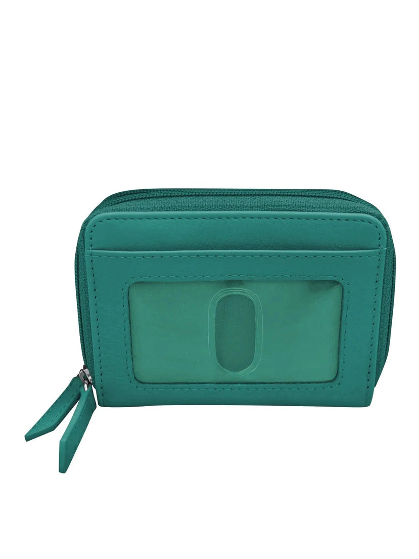 Wallet Double Zip Aqua  Accordion Card Case 6714 