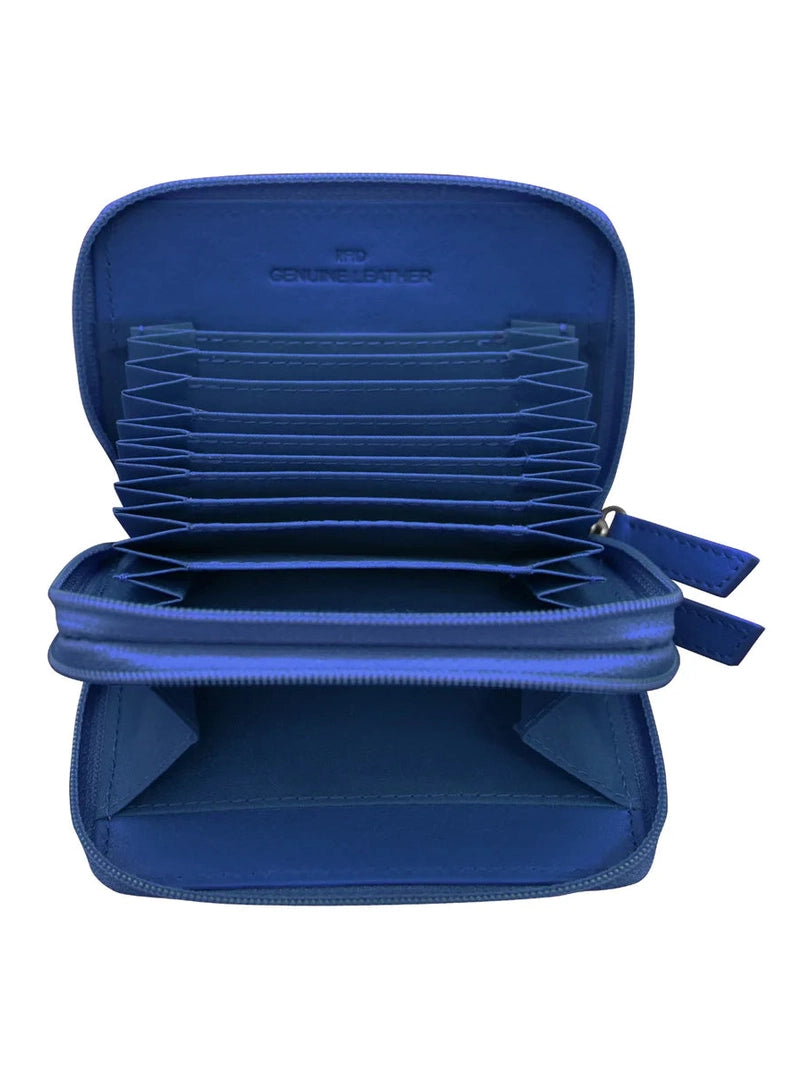 Wallet Double Zip Cobalt  Accordion Card Case 6714 