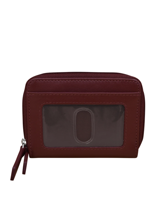 Wallet Double Zip  Egg Plant  Accordion Card Case Rfid Protected 6714