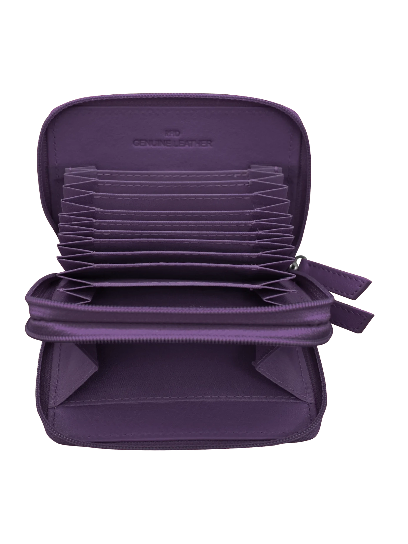 Wallet Double Zip Purple Accordion Card Case 6714 