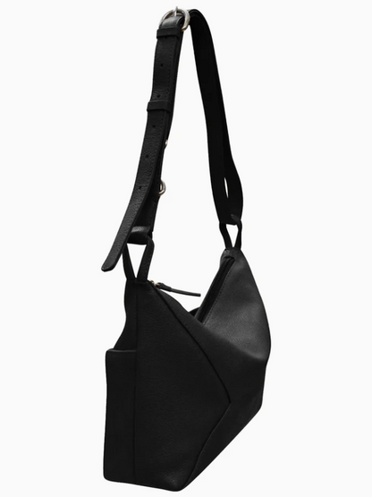 Purse Medium Shoulder Slouchy Bag Leather Black 6722  Bag 