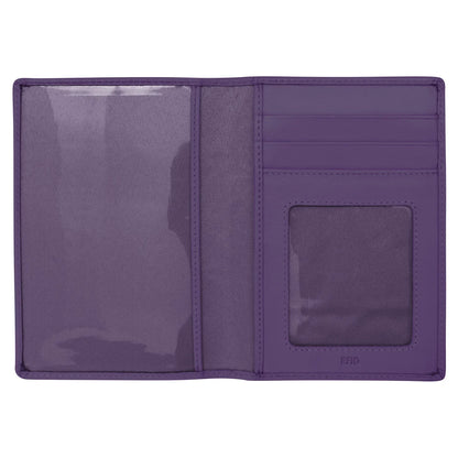 Purple-Rfid Leather Passport Wallet 