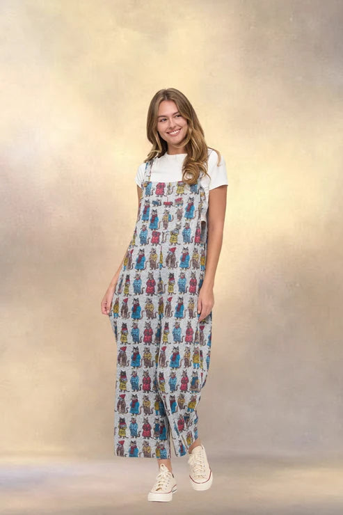 Overalls Grey Cozy Cat Print&nbsp; SMT2617