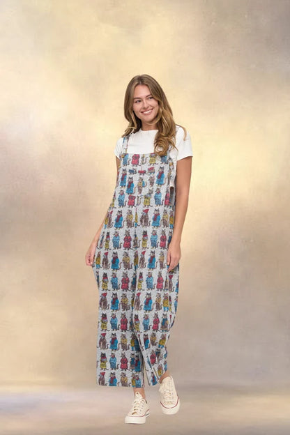 Overalls Grey Cozy Cat Print&nbsp; SMT2617