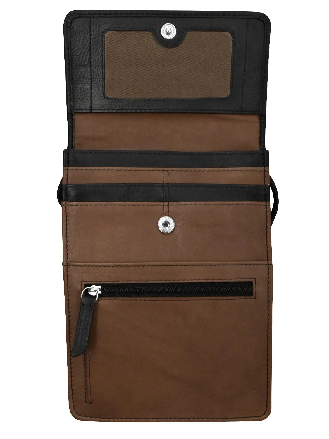 Purse Large Organizer On A String Toffee/Black 6824  Bag 
