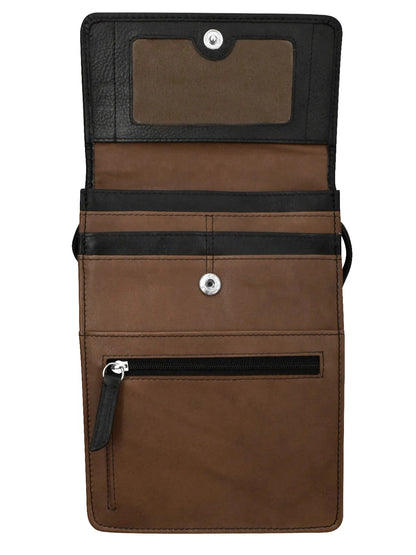 Purse Large Organizer On A String Toffee/Black 6824  Bag 
